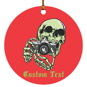 Personalized Skeleton with 35mm SLR Film Camera Christmas Ornament - Durable MDF, High-Gloss Finish