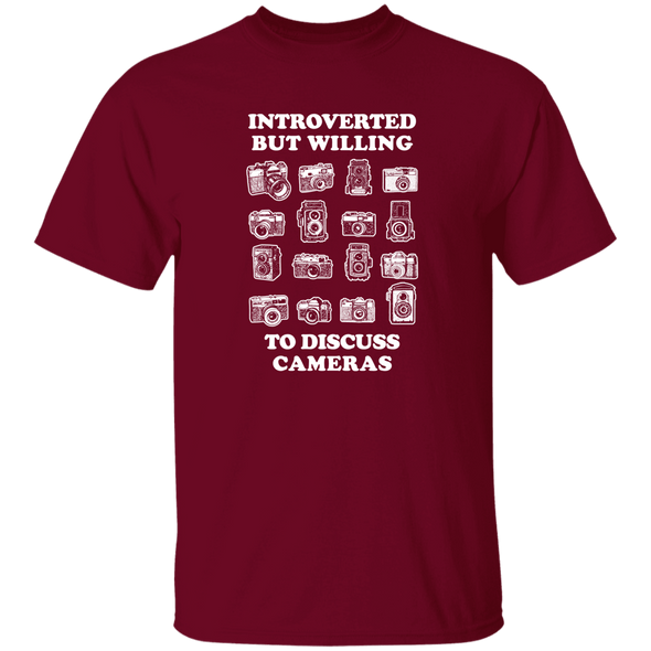 Introverted But Willing to Discuss Cameras Dark Short Sleeve Full Cotton T-Shirt - Shoot Film Co.