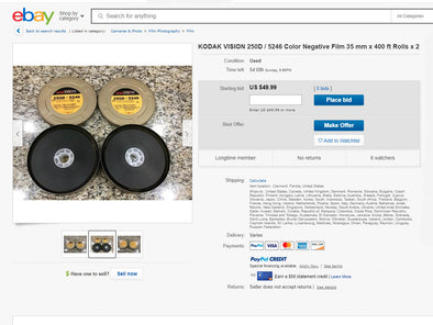 As Seen on Ebay: Kodak Vison 250D - JUMP ON THIS DEAL!