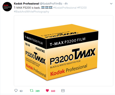 T-Max P3200 is Confirmed By Kodak to Be Returning