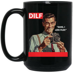 DILF Dang I Love Film Photographer Camera 15 oz. Black Mug