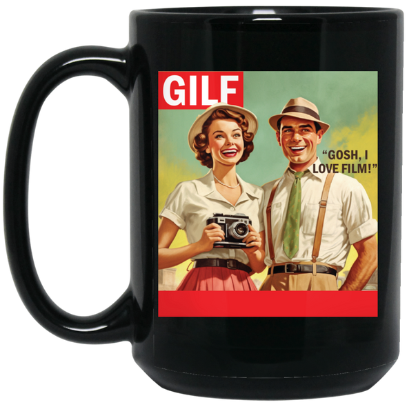 GILF Gosh I Love Film Photographer's 15 oz. Black Mug