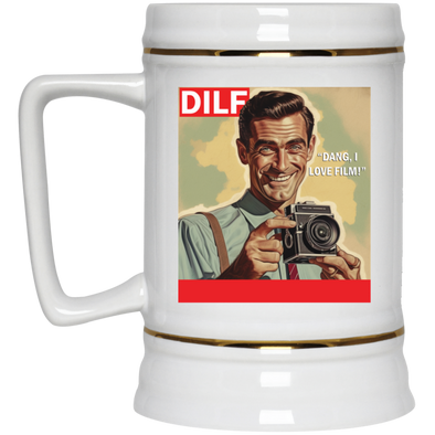 DILF Film Camera Photographer Beer Stein 22oz.