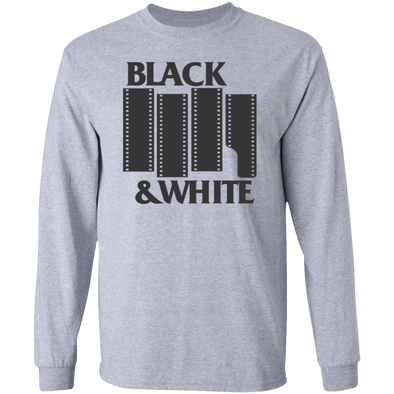 Black and White Black Flag Tribute Long Sleeve Cotton T-Shirt - Shoot Film Co.