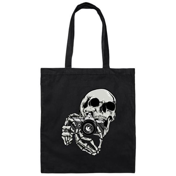 Skeleton with a 35mm Film Camera Cotton Canvas Tote Bag - Shoot Film Co.