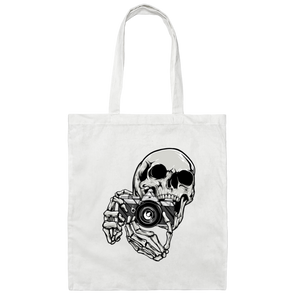 Skeleton with a 35mm Film Camera Cotton Canvas Tote Bag - Shoot Film Co.