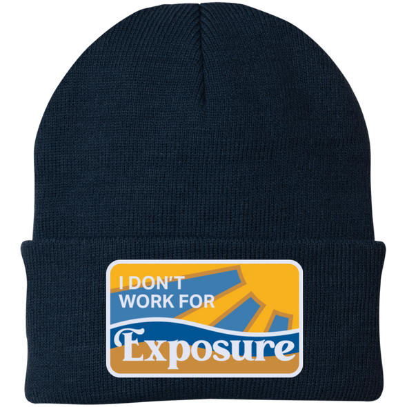 I Don't Work For Exposure Embroidered Knit Cap - Shoot Film Co.