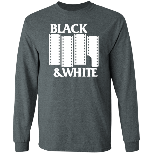 Black & White Black Flag Tribute Long Sleeve Cotton T-Shirt - Shoot Film Co.