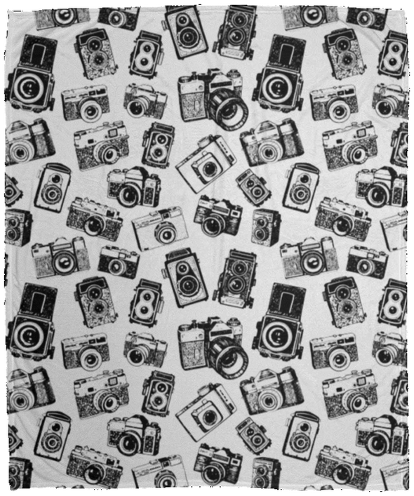 Vintage Cameras Cozy Plush Fleece Blanket - 50x60" - Shoot Film Co.