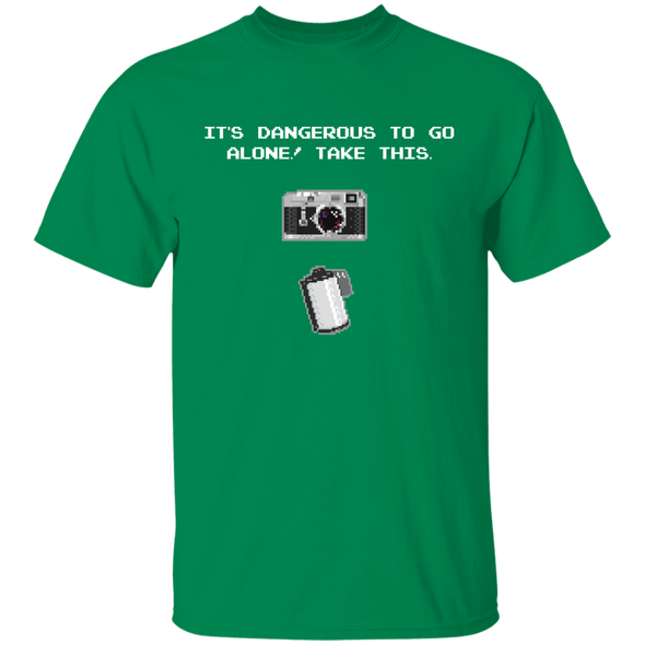 It's Dangerous To Go Alone 35mm Film Rangefinder Camera Shirt - Shoot Film Co.