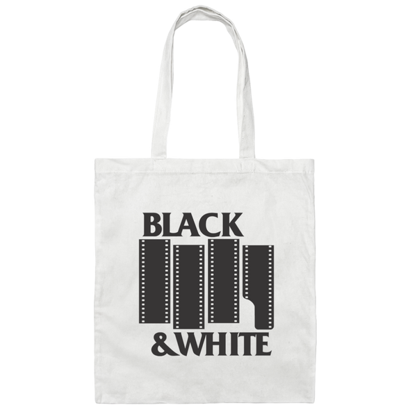 Black & White 35mm Film Black Flag Parody Cotton Canvas Tote Bag - Shoot Film Co.