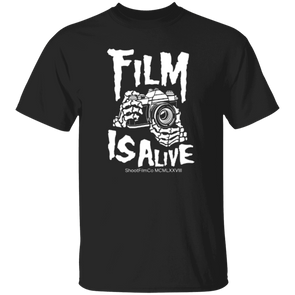 Film Is Alive 35mm SLR Skeleton Hands Cotton T-Shirt - Shoot Film Co.