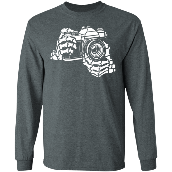 Skeleton Hands 35mm Film Camera SLR Long Sleeve Cotton T-Shirt - Shoot Film Co.
