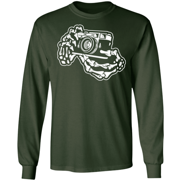 Skeleton Hands Rangefinder 35mm Film Camera Long Sleeve Cotton T-Shirt - Shoot Film Co.