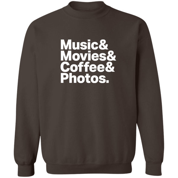 Music & Movies & Coffee & Photos Crewneck Pullover Sweatshirt - Shoot Film Co.