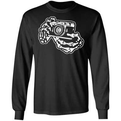 Skeleton Hands Rangefinder 35mm Film Camera Long Sleeve Cotton T-Shirt - Shoot Film Co.