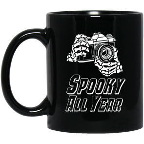 Spooky All Year 35mm Film SLR Black Ceramic Mug - Shoot Film Co.