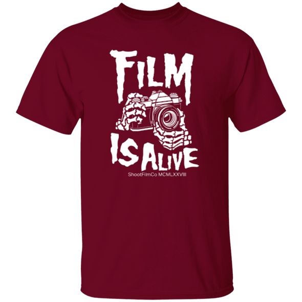 Film Is Alive 35mm SLR Skeleton Hands Cotton T-Shirt - Shoot Film Co.