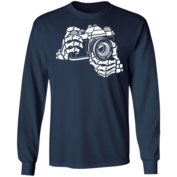 Skeleton Hands 35mm Film Camera SLR Long Sleeve Cotton T-Shirt - Shoot Film Co.