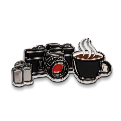 Coffee & Camera Enamel Lapel Pin - Shoot Film Co.